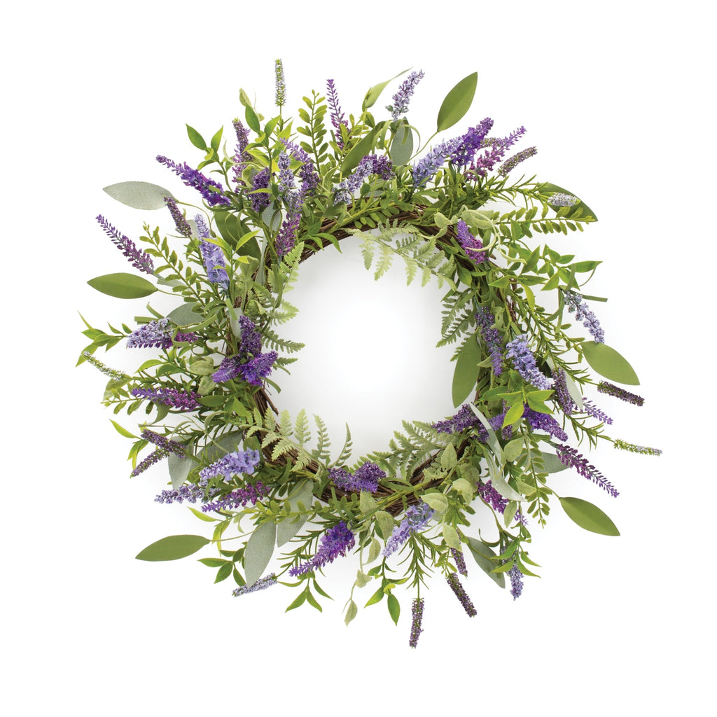 Lavender Floral Wreath 20"- Green - Wreaths