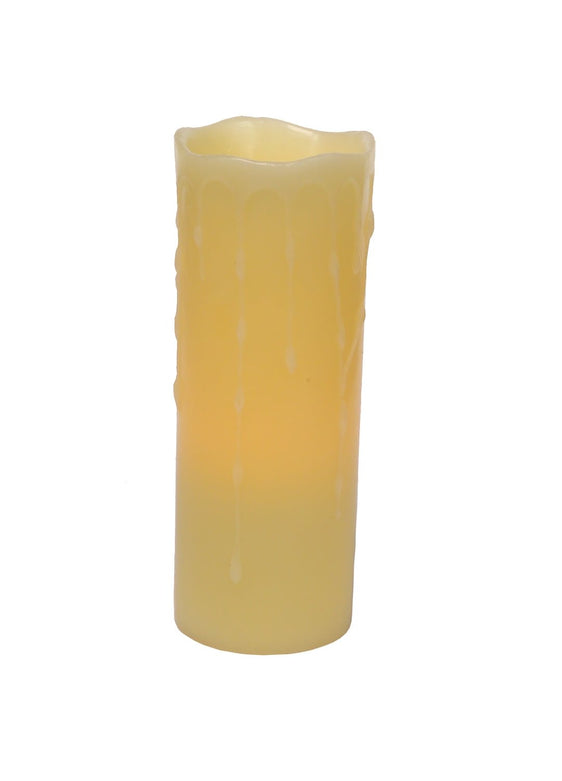 LED Dripping Wax Pillar Candles with Remote (Set of 3) 3"Dx8"H - Candles and Accessories