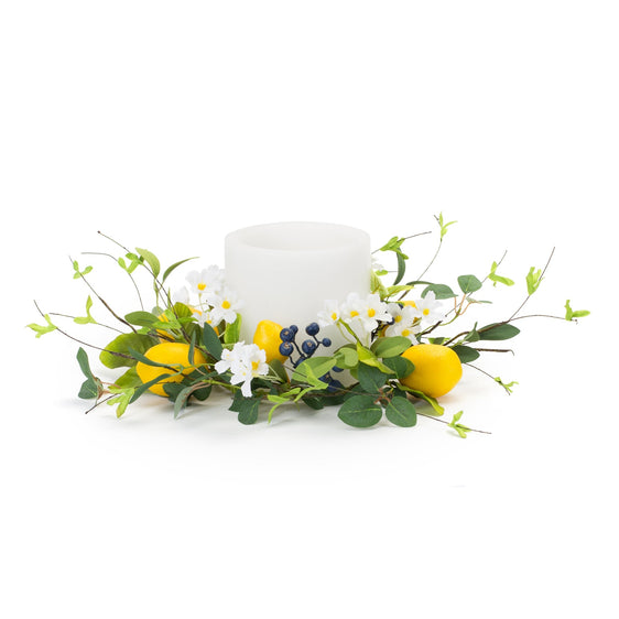 Lemon and Blue Berry Floral Candle Ring (Set of 6) - Candles and Accessories