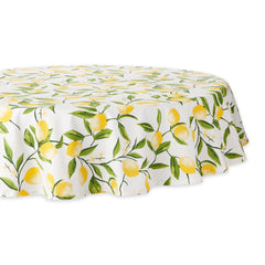 Lemon Bliss Print Tablecloth 70in. Round - Tablecloths