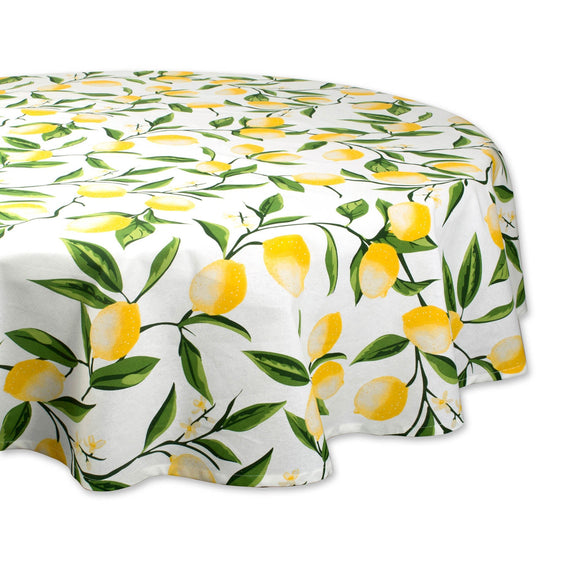 Lemon Bliss Print Tablecloth 70in. Round - Tablecloths