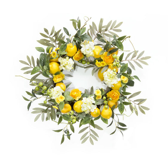 Lemon Floral Wreath 22" - Wreaths