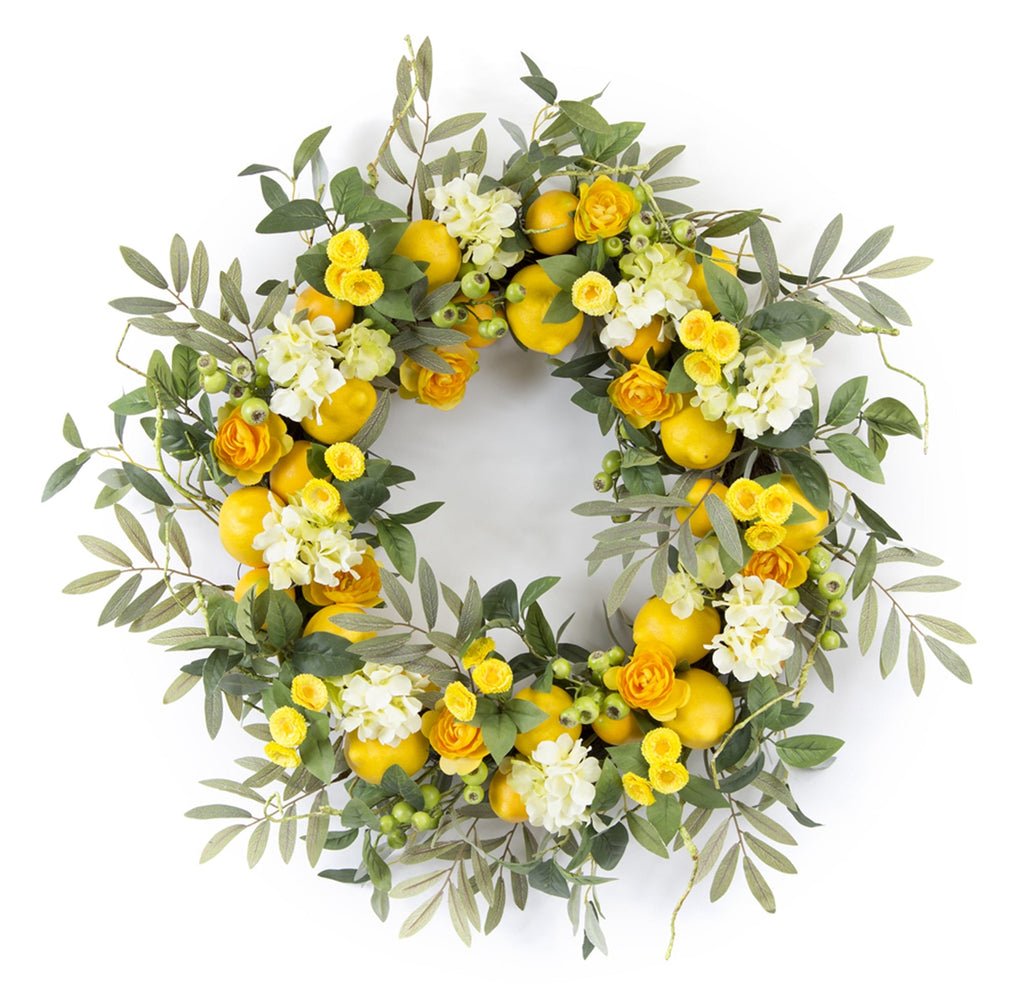 Lemon Floral Wreath 28" - Wreaths