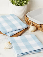 Light Blue Buffalo Check Dishtowels, Set of 3 - Dish Towels
