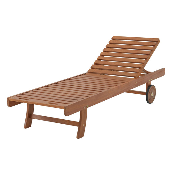 Light Brown Oil Caspian Eucalyptus Wood Outdoor Lounge Chair - Outdoor Seating