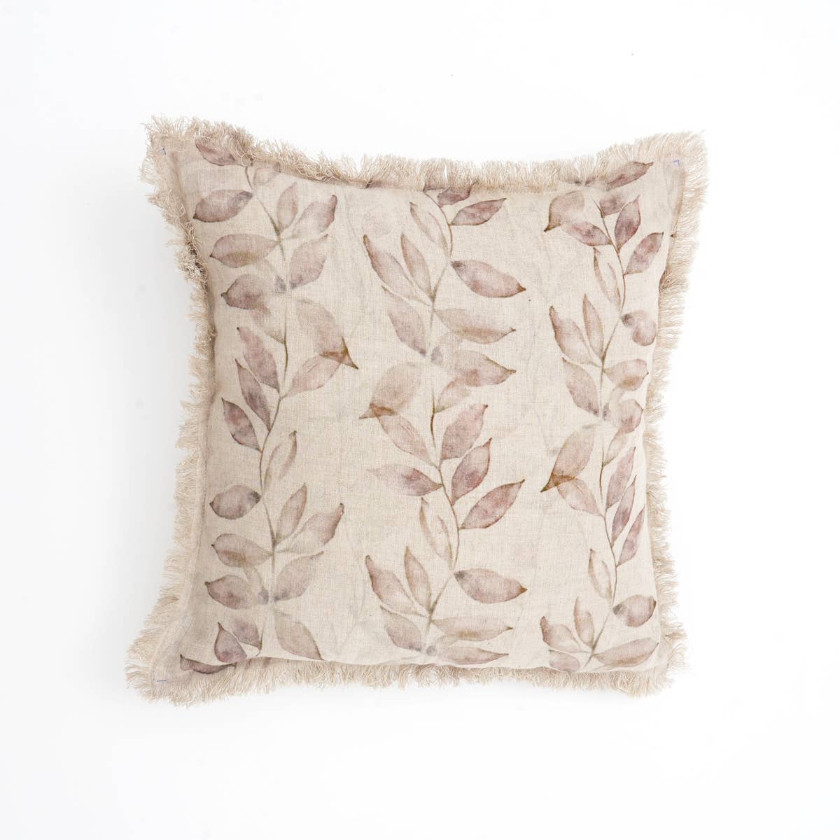 Linen-Printed-Cushion-with-Fringes-(Grey)-Pillows