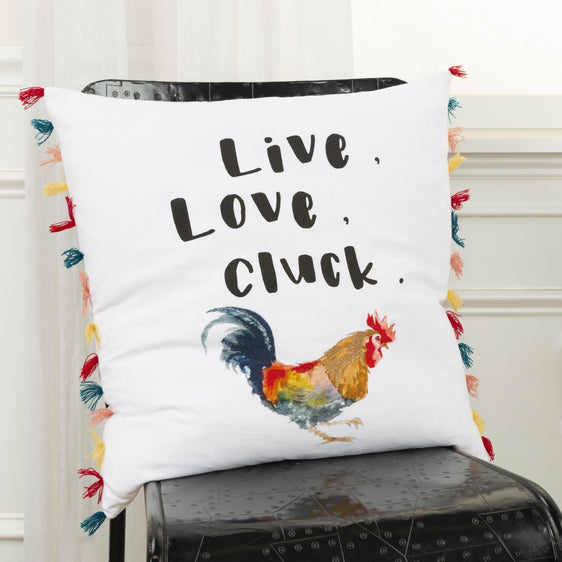 Live-Love-Cluck 100% Cotton Pillow - Decorative Pillows