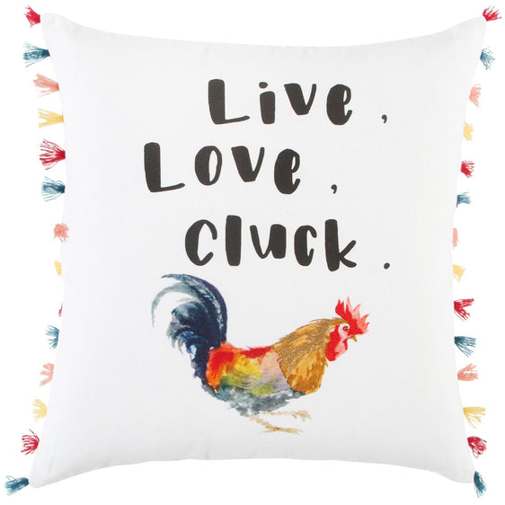Live-Love-Cluck 100% Cotton Pillow - Decorative Pillows
