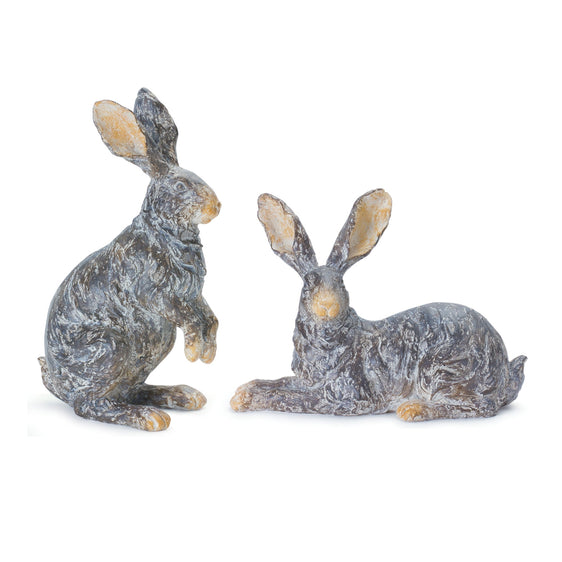 Long-Ear-Rabbit-Figurine,-Set-of-2-Outdoor-Decor