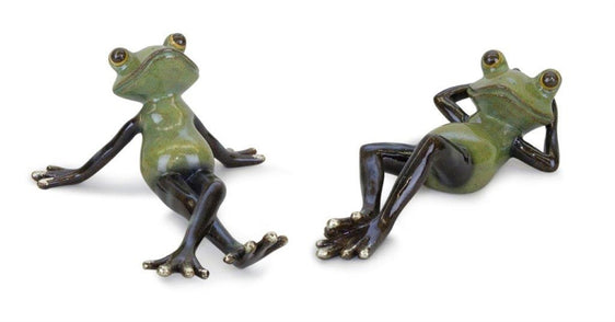 Lounging Garden Frog Figurine, Set of 2 - Outdoor Decor