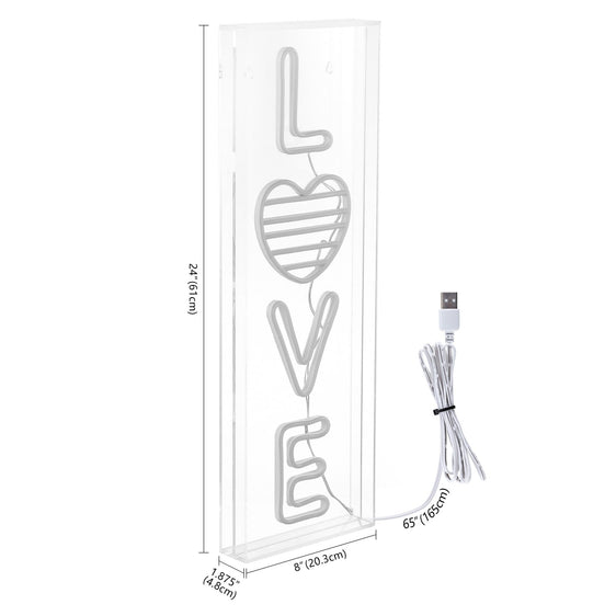 LOVE X Contemporary Glam Acrylic Box USB Operated LED Neon Light - Decorative Lighting