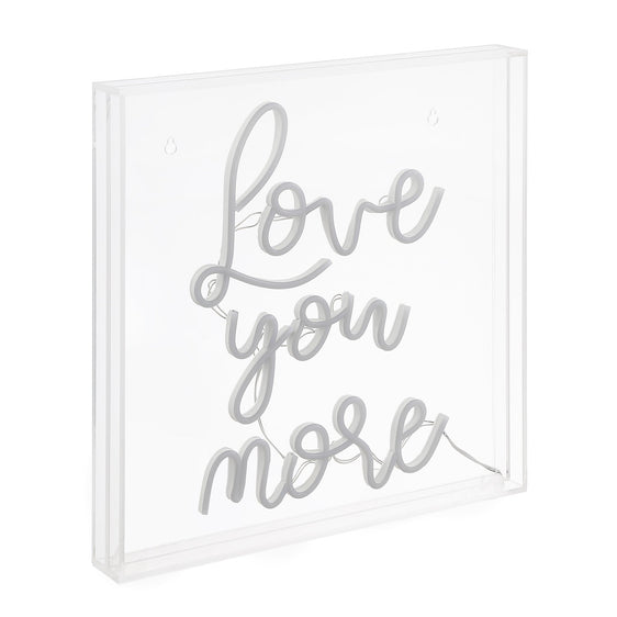 Love You More Square Contemporary Glam Acrylic Box USB Operated LED Neon Light - Decorative Lighting