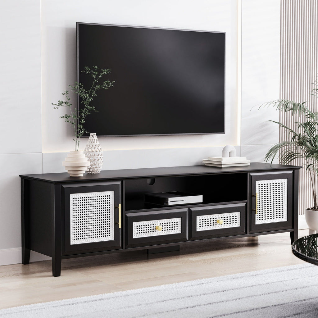 Low Profile Modern Media Console for TV's up to 65'', Black - Consoles