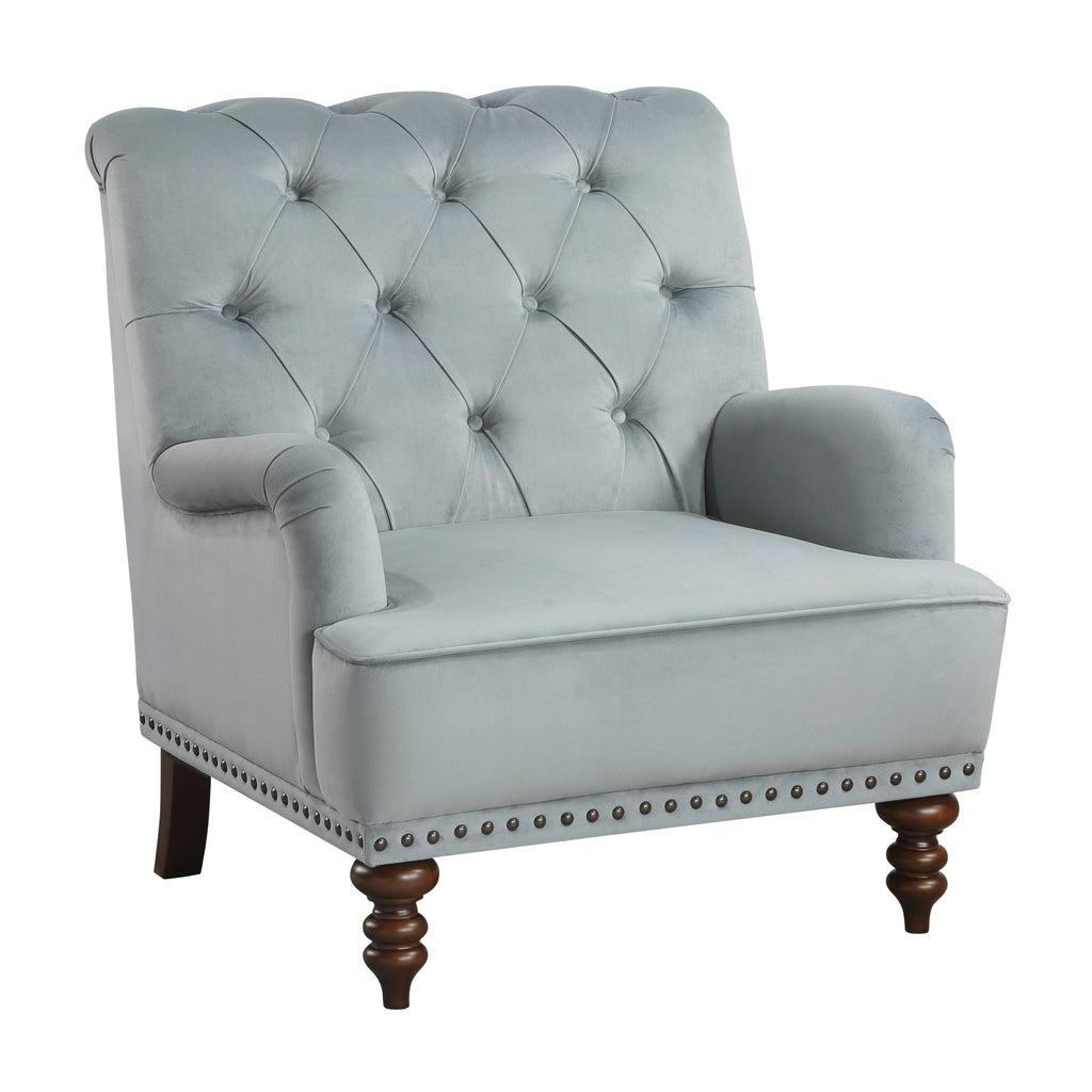 Luxurious Accent Chair with Upholstered Tufted and Nailhead Trim - Accent Chairs