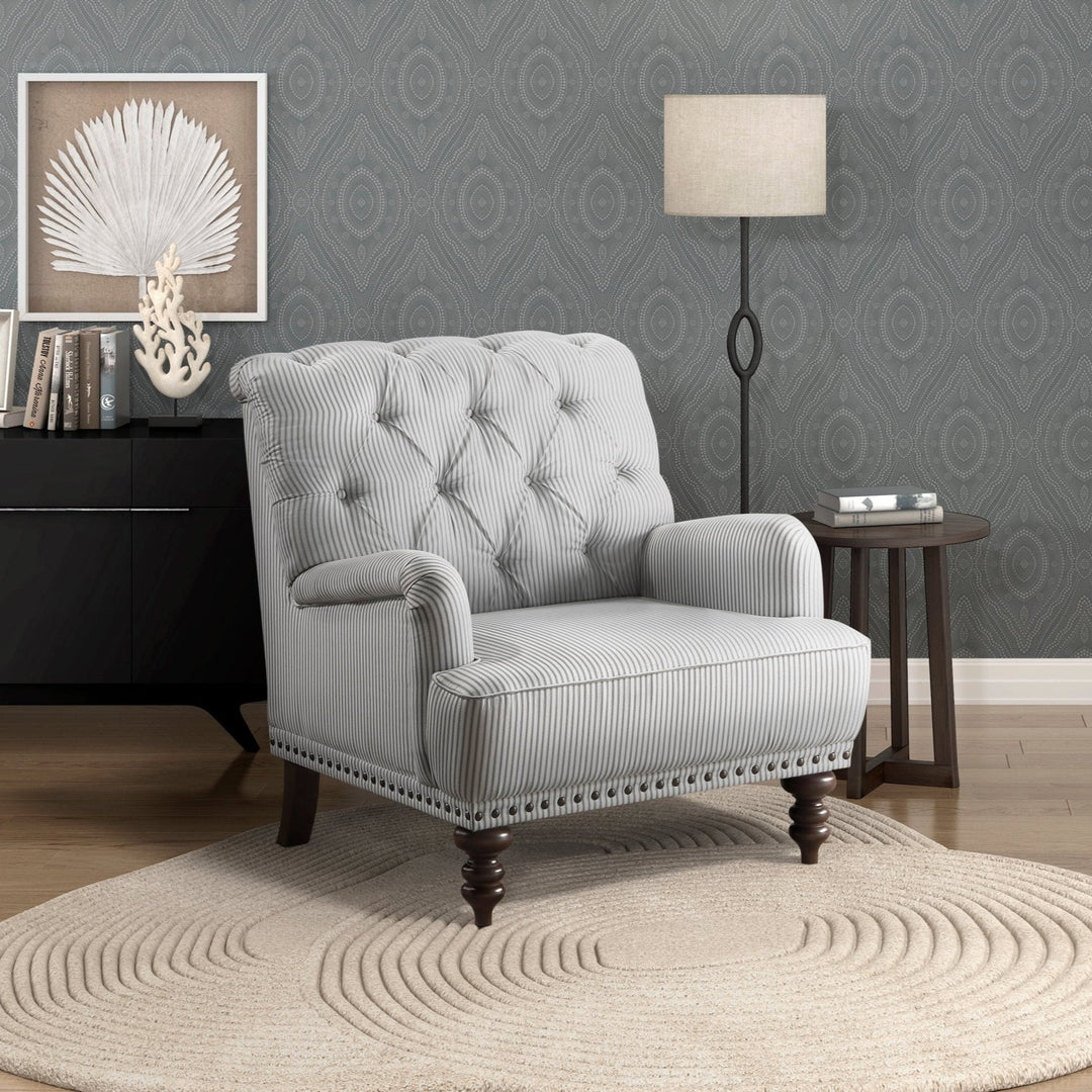 Luxurious Accent Chair with Upholstered Tufted and Nailhead Trim - Pier 1