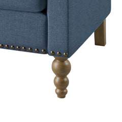 Marlow Upholstered Accent Armchair with Square Arms and Bronze Nailhead Trim, Navy Blue - Accent Chairs