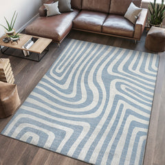 Maze Abstract Two-Tone Low-Pile Machine-Washable Area Rug - Rugs