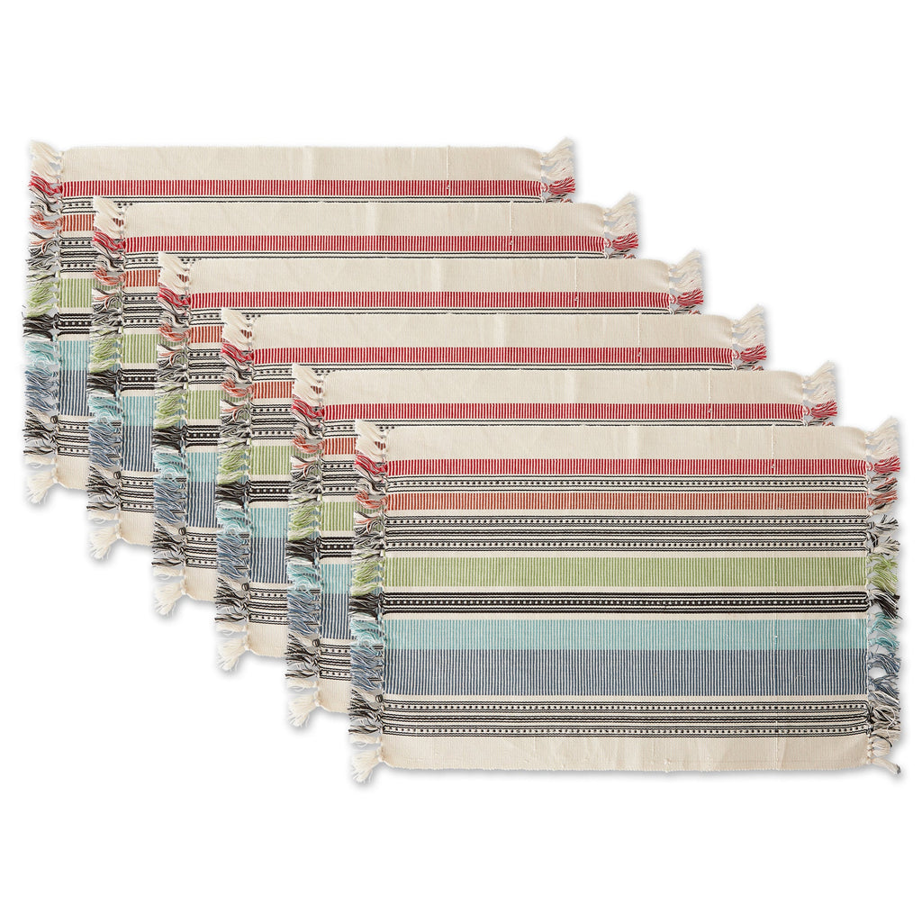 Mediterranean Stripe Placemats, Set of 6 - Placemats