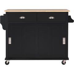 Megan Kitchen Cart on Wheels with Drop Leaf Countertop and 2 Drawers - Kitchen Carts