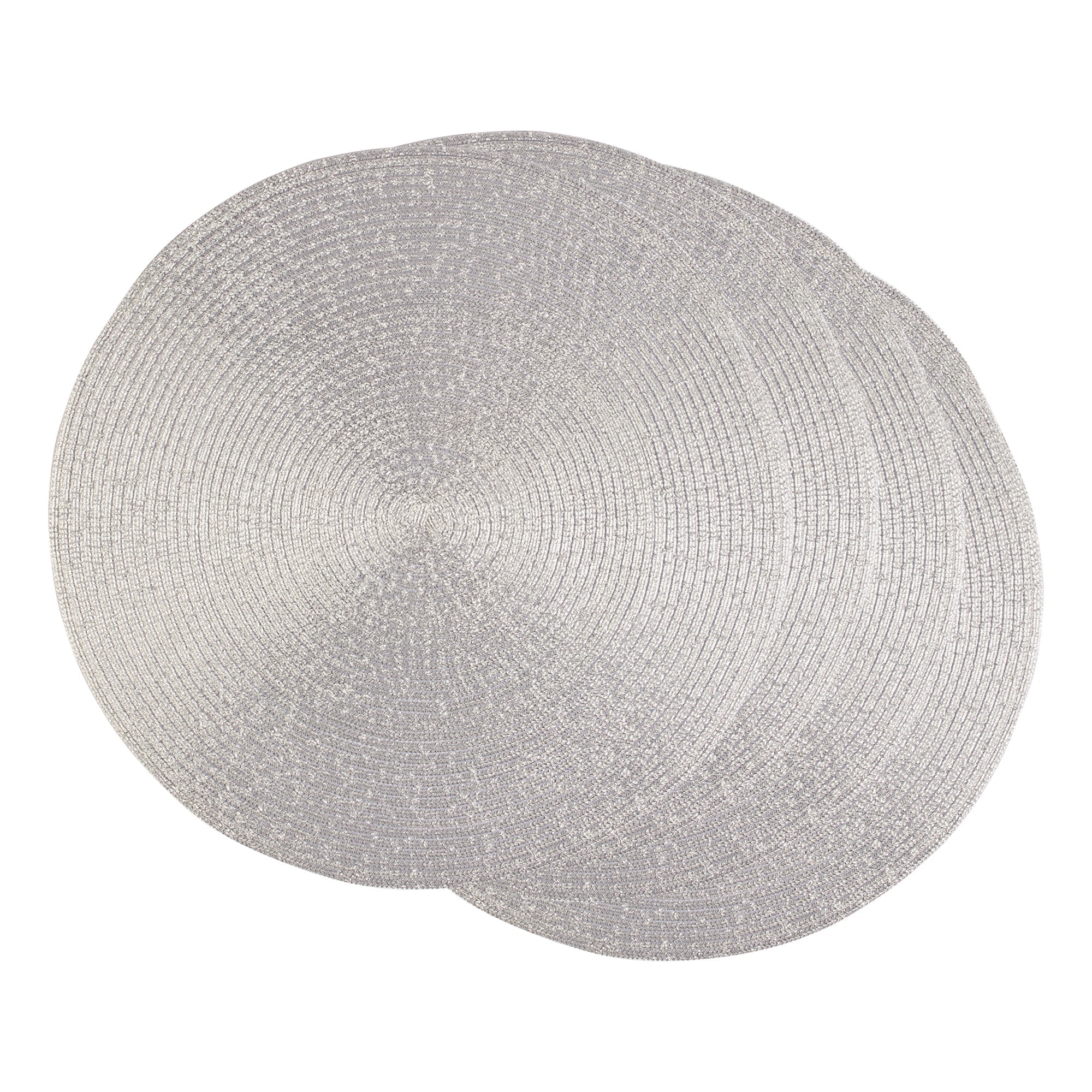 Metallic Silver Round Woven Placemats, Set of 4 - Placemats