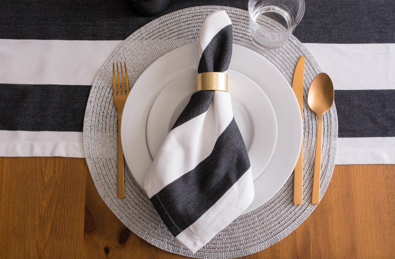 Metallic Silver Round Woven Placemats, Set of 4 - Placemats