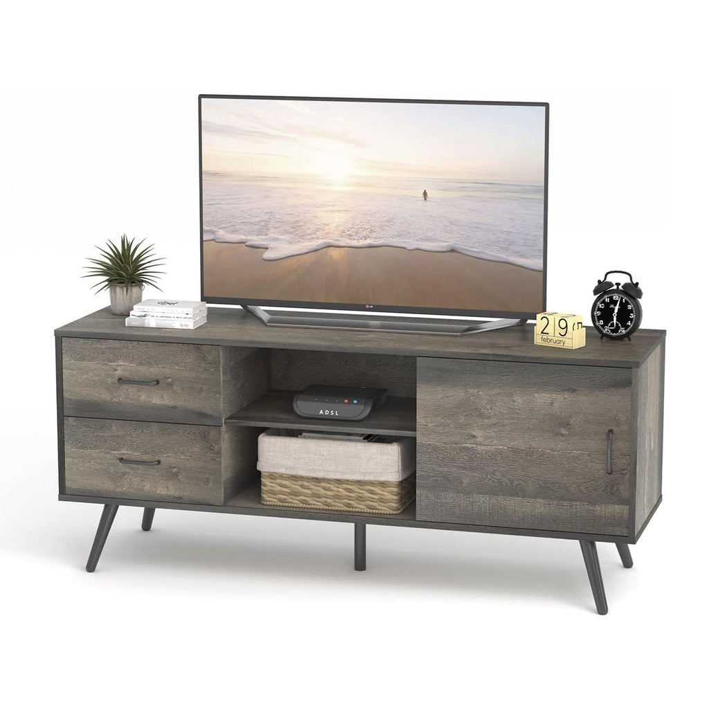 Mid-Century Industrial Modern Tv Stand With Sliding Doors And Two Drawers For 55/60 Inch Tv - Home Goods