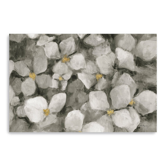 Midnight Neutral Hydrangeas With Gold Crop Canvas Giclee - Wall Art