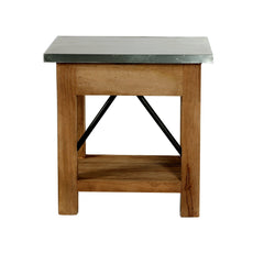 Millwork 22" Wood and Zinc Metal End Table with Drawer - End Tables