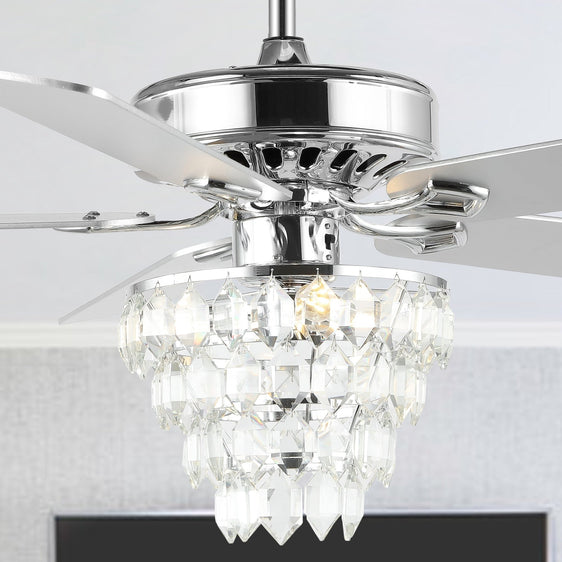 Mindy Light Glam Modern Crystal Shade LED Ceiling Fan With Remote - Fans