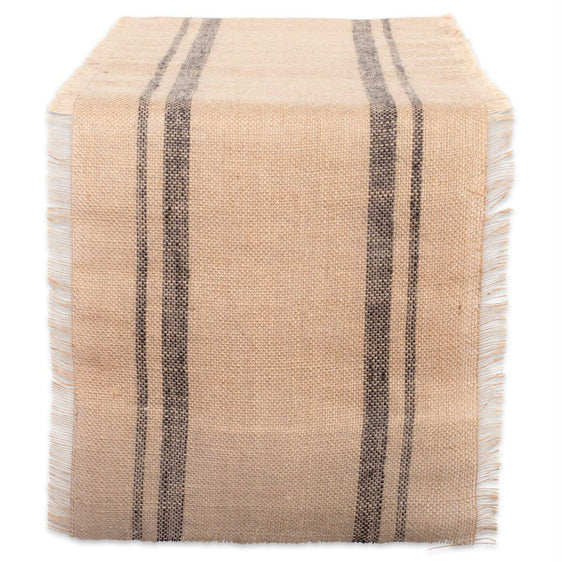 Mineral Double Border Burlap Table Runner 14x108 - Table Runners