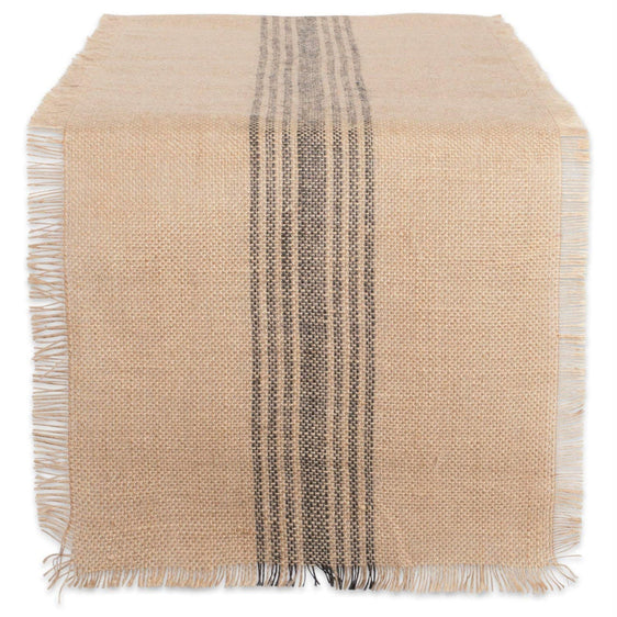 Mineral Middle Stripe Burlap Table Runner 14x108 - Table Runners