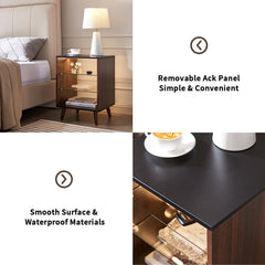 Mirage LED Nightstand with 2 Glass Shelves and Adjustable Brightness LED Lighting - End Tables