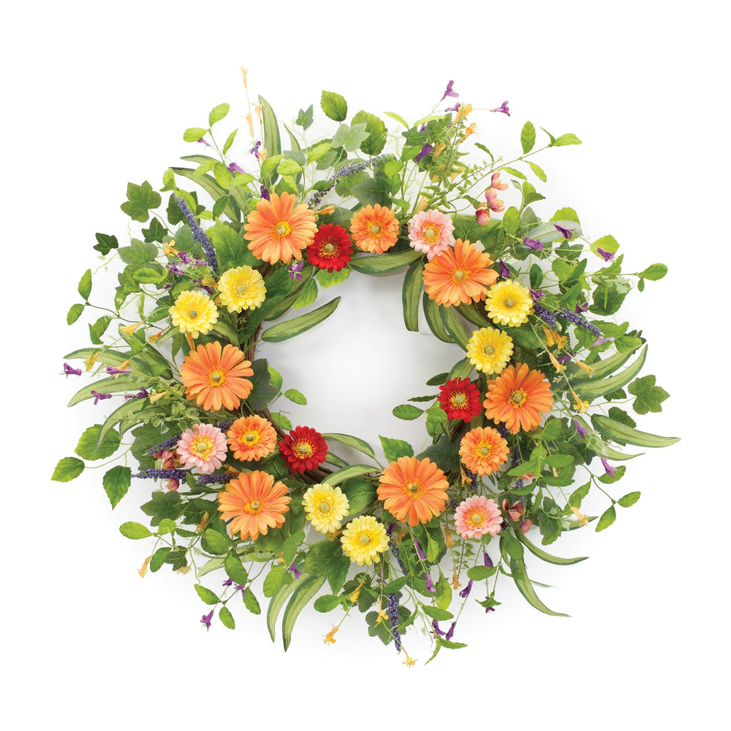 Mixed Daisy Floral Wreath 27.5" - Wreaths