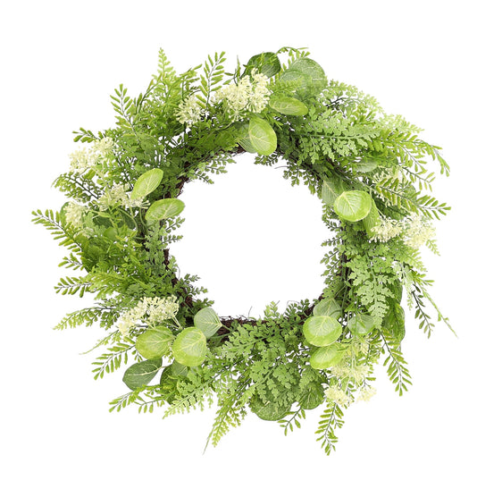 Mixed Fern Foliage Wreath 27.5" - Wreaths