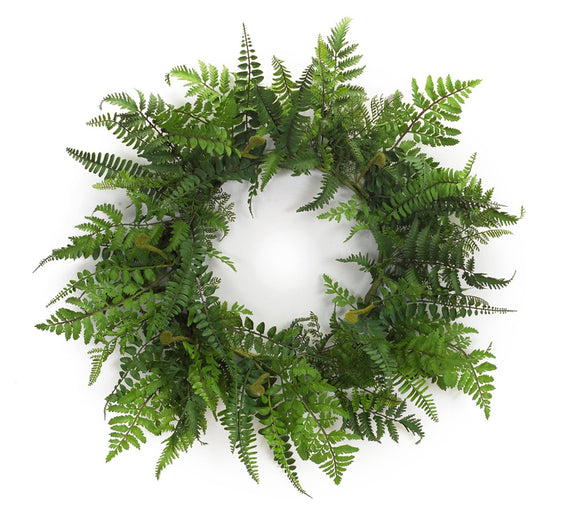Mixed Fern Grapevine Wreath 24" - Wreaths