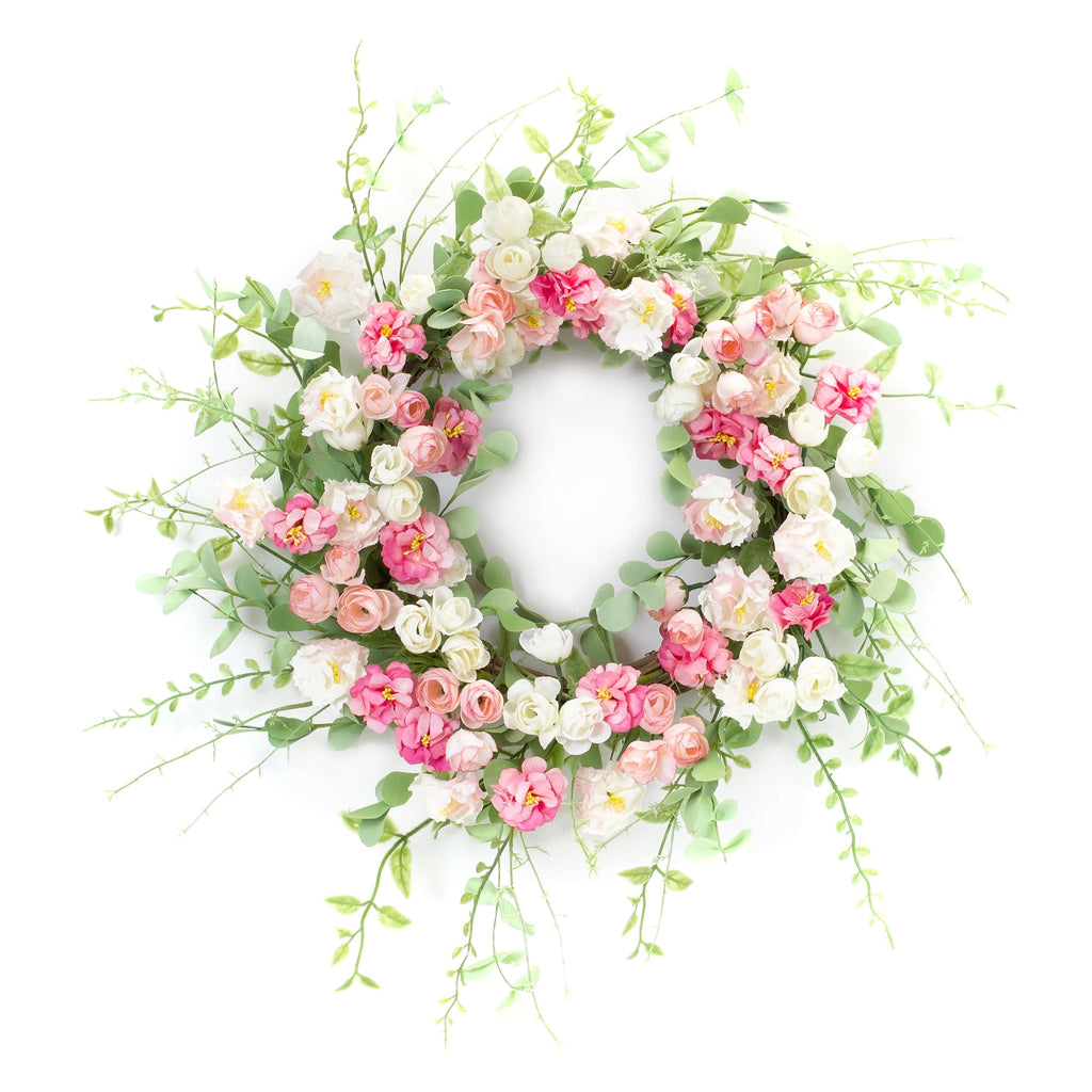 Mixed Peony Floral Wreath 23" - Wreaths