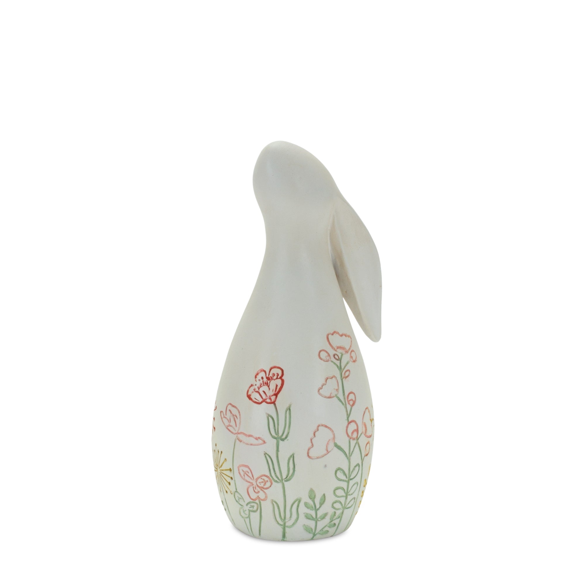 Modern Bunny Rabbit Figurine with Etched Floral Design (Set of 2) - Outdoor Decor