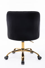 Modern Swivel Shell Chair with Tufted Back and Gold Leg - Accent Chairs