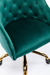 Modern Swivel Shell Chair with Tufted Back and Gold Leg - Accent Chairs