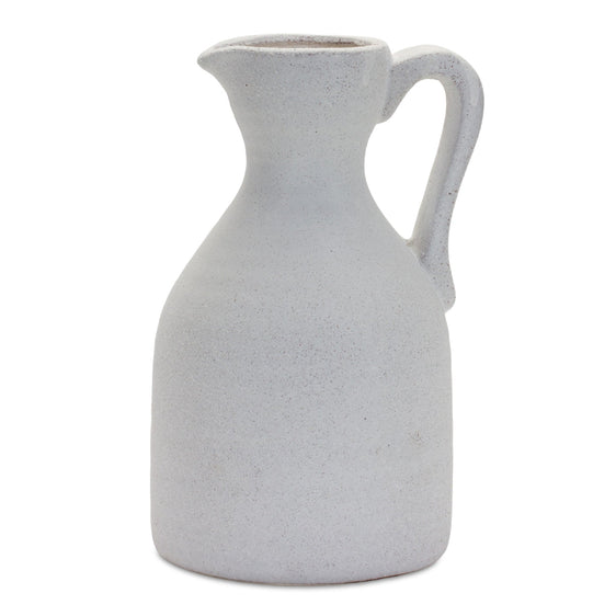 Modern White Clay Pitcher Vase 10.5" - Vases