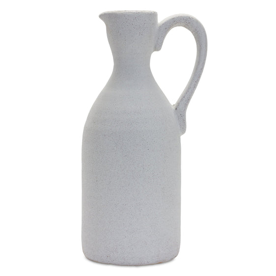 Modern White Clay Pitcher Vase 13.5" - Vases