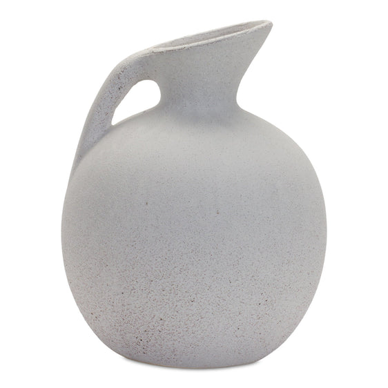 Modern White Clay Pitcher Vase 9.5" - Vases