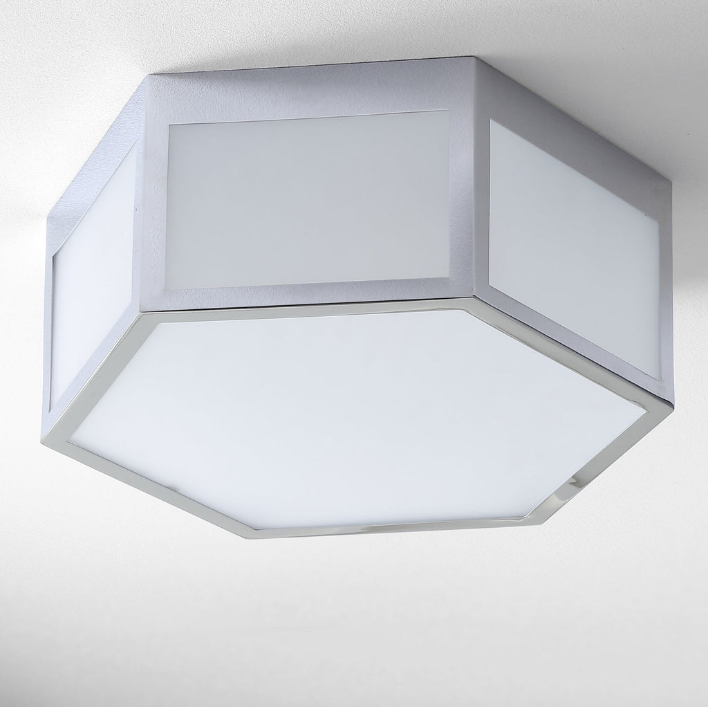 Moderno Hexagon Metal/Frosted Glass LED Flush Mount - Ceiling Lights