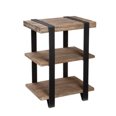 Modesto 2-Shelf Metal Strap and Reclaimed Wood End Table - End Tables