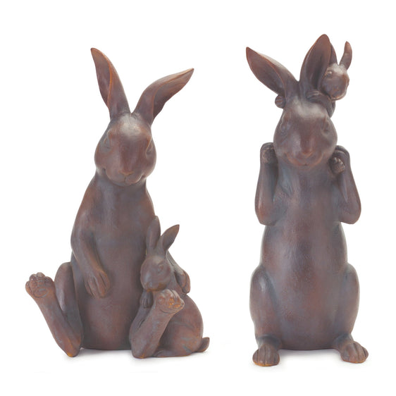 Mother Rabbit and Baby Bunny Statue (Set of 2) - Decorative Accessories