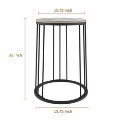 Multi-Purpose Round Side Table With Black Metal Frame And Adjustable Foot Pads - Home Goods