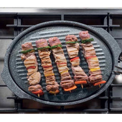 Mythos Stovetop Nonstick Grill Pan - Smokeless Bbq - 11.8" Round - Kitchen Tools and Utensils