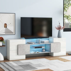 Natalie TV Stand with 2 Illuminated Glass Shelves - Consoles
