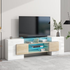 Natalie TV Stand with 2 Illuminated Glass Shelves - Consoles