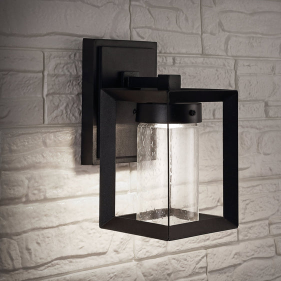 Nate Outdoor Modern Cube Bubble Glass/Metal Integrated LED Wall Sconce - Wall Sconce